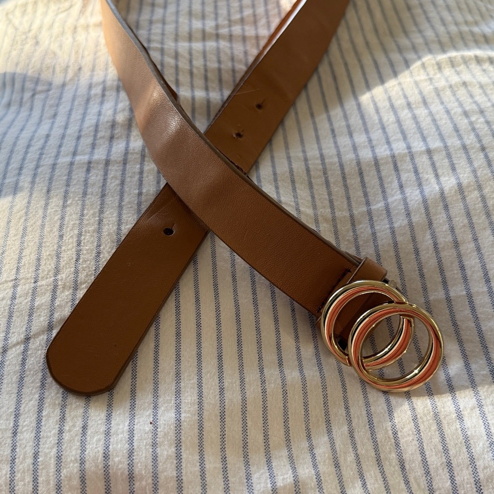 Caramel (Tan) Leather Belt with Gold Rings